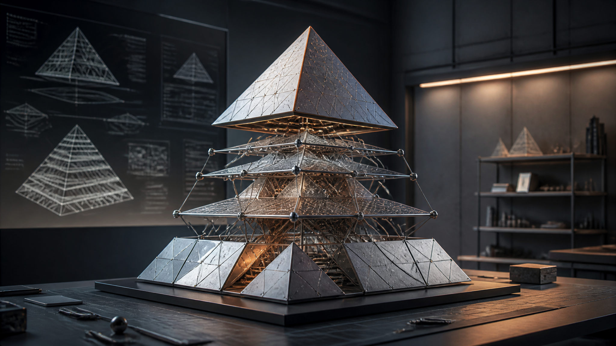 Futuristic Deconstructed Pyramid Render